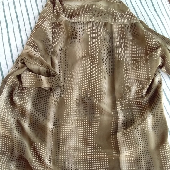 Men's 3X Mench Platinum Gold Green Brown Casual Button Down Shirt - Picture 4 of 4